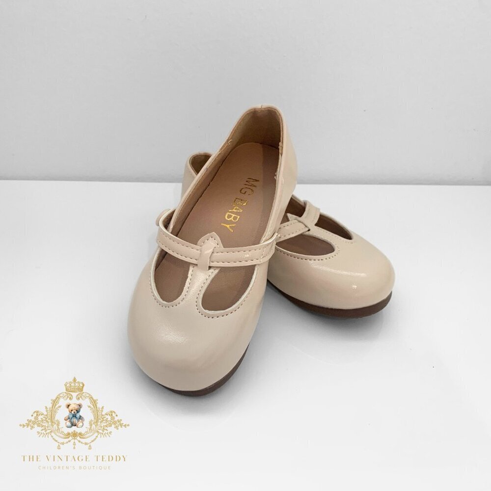 NWT Pretty Girls Mary Jane Flats Vintage Style Cute Children's Shoes Cream 2 - Picture 4 of 7